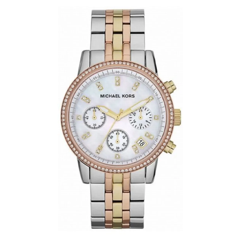 Michael Kors Women’s Quartz Three-tone Stainless Steel Mother Of Pearl Dial 36mm Watch MK5650