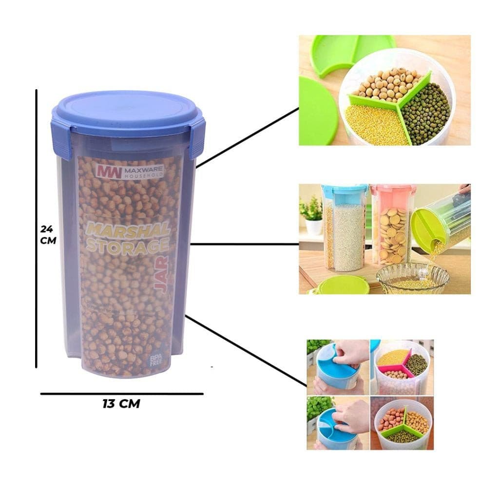 3 Portions Air Tight Storage Container for Multipurpose Use