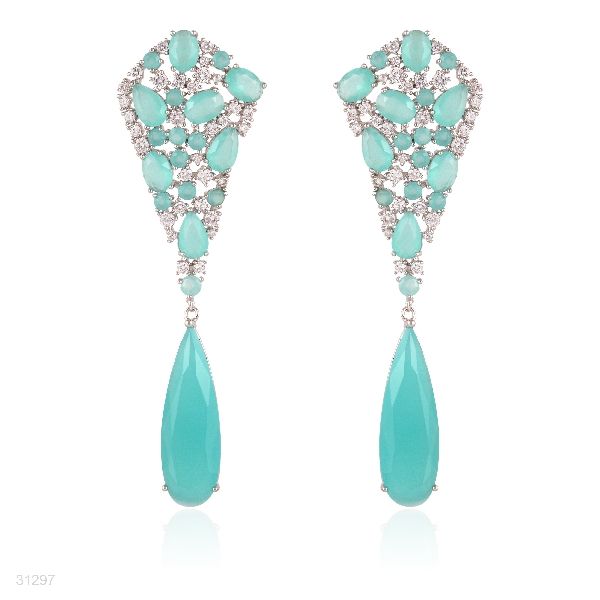 FASCINATING STYLIZED ICE GREEN DROP EARRINGS