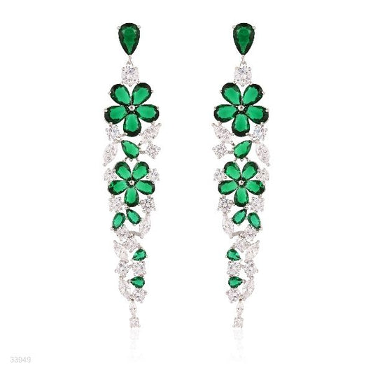 FLATTERING DANGLING GREEN FLOWER EARRINGS