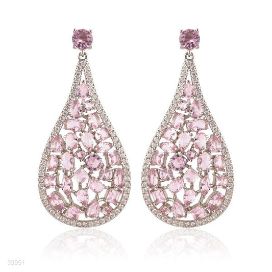 EXQUISITE MULTI CUT PINK DROP EARRINGS