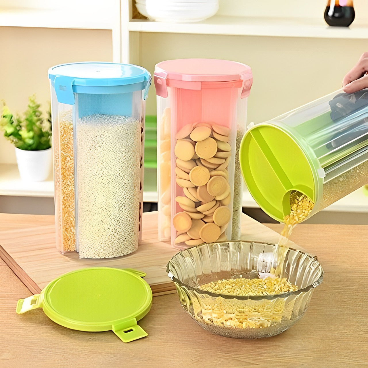 3 Portions Air Tight Storage Container for Multipurpose Use